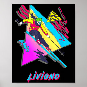 Livigno vibrant ski skier snow skiing triangles poster