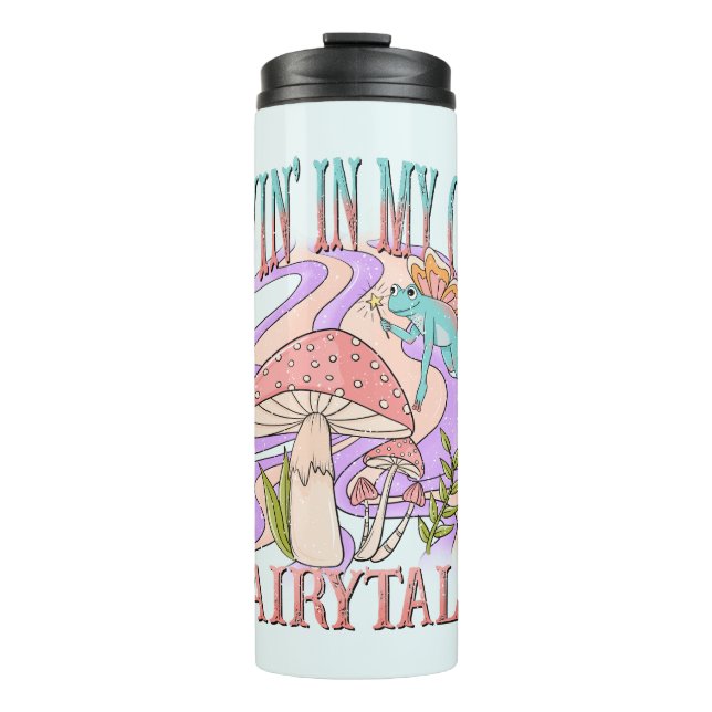 Livin’ In My Own Fairytale – Frog & Mushroom Thermal Tumbler (Front)