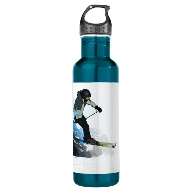 Livin' It! - Downhill Skier    710 Ml Water Bottle (Front)