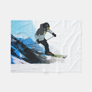 Livin' It! - Downhill Skier Fleece Blanket