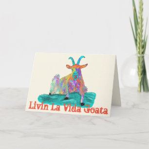Livin La Vida Goata Funny Screaming Goat Design Card