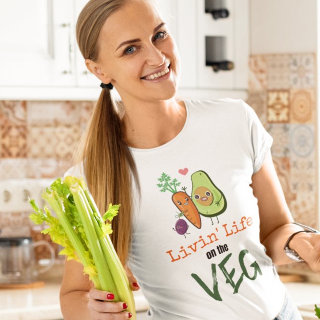 Livin Life On The Veg Vegan Humor Quote T-Shirt (Creator Uploaded)