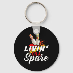 Livin On A Spare Bowling Shirt Funny Bowler Bowlin Key Ring