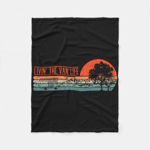 Livin That Van Life Retro Camper Camping Van  Fleece Blanket