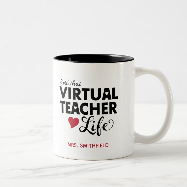 Livin' that Virtual Teacher Life Two-Tone Coffee Mug (Right)