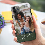 Livin the Besties Life Quote Green Friends Photo iPhone 11 Pro Max Case<br><div class="desc">Custom bff photo iPhone Case. The photo template is set up for you to add your own picture of you and your best friend(s) - which is displayed in portrait format. The design is lettered with the quote "livin the besties life" in elegant handwritten script and modern typography. It has...</div>