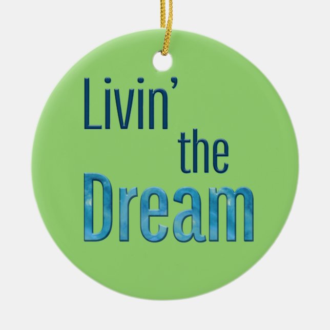 Livin' the Dream Ceramic Tree Decoration (Front)