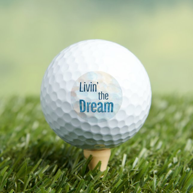 Livin' the Dream Sky Background Golf Balls (Insitu Tee)