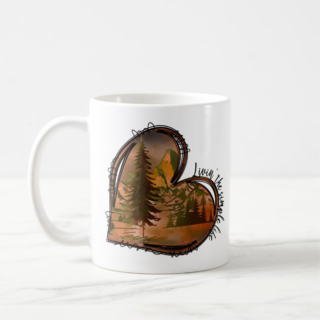 Livin The Simple Life Heart Nature Coffee Mug (Left)
