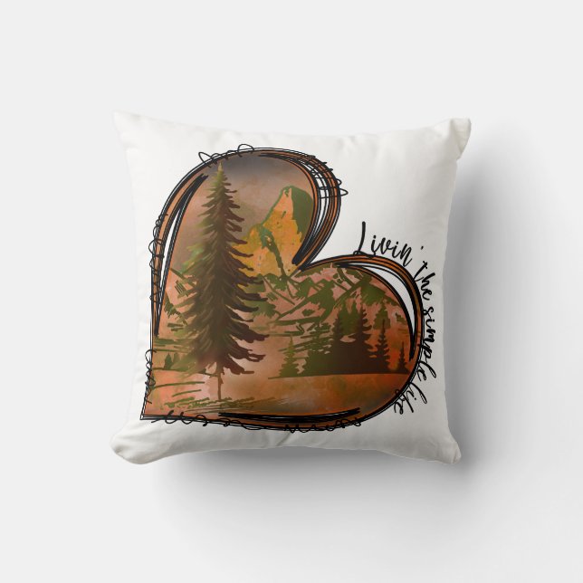 Livin The Simple Life Heart Nature Cushion (Front)