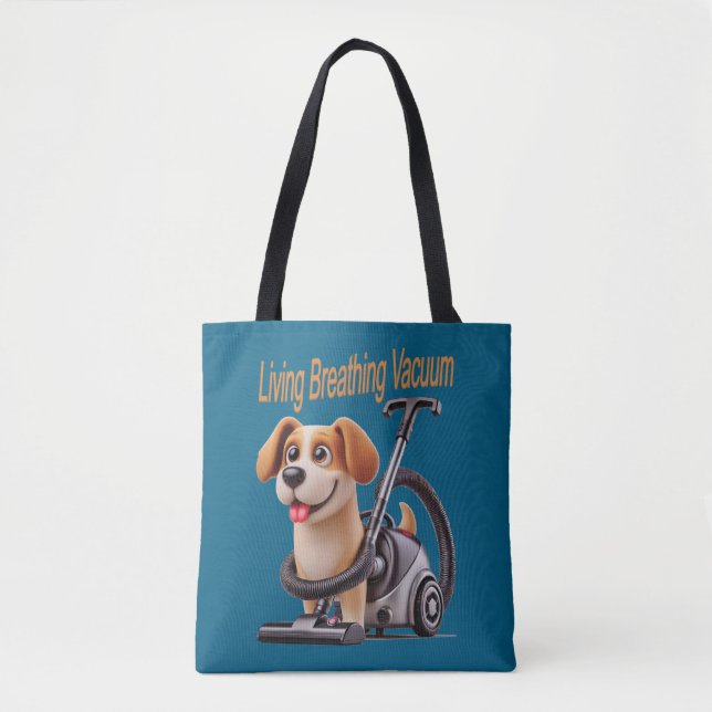 Living Breathing Vacuum Dog Tote Bag (Front)