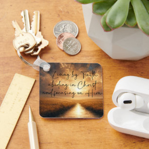 Living By Faith Christian Inspirational Key Ring