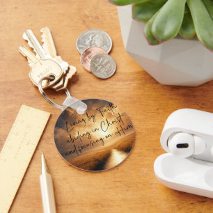 Living By Faith Christian Inspirational Key Ring