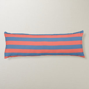 Lıving Coral and Pacific blue Horizontal Lines Body Cushion