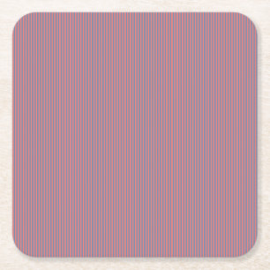 Living Coral And Pacific Blue Pınstripe Pattern Square Paper Coaster