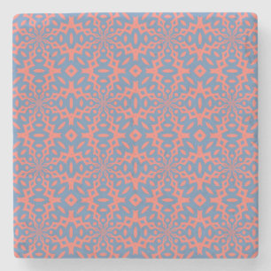 Living Coral And Pacific Blue Seamless Pattern Stone Coaster
