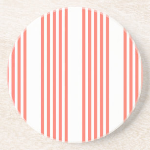 Living coral and white five stripes pattern coaster