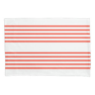 Living coral and white five stripes pattern pillowcase
