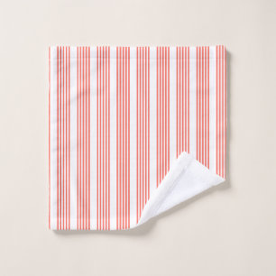 Living coral and white five stripes pattern wash cloth