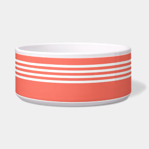 Living coral and white four stripes pattern