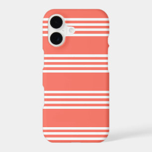 Living coral and white four stripes pattern