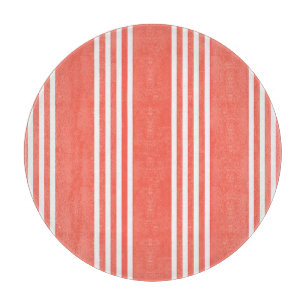 Living coral and white four stripes pattern cutting board