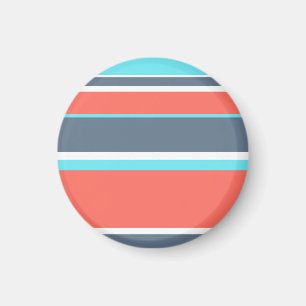 Living coral, blue and grey stripes magnet