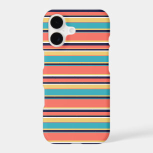 Living coral, blue and yellow stripes