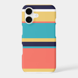 Living coral, blue and yellow stripes