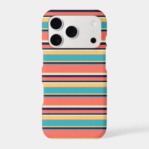 Living coral, blue and yellow stripes