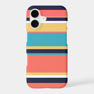 Living coral, blue and yellow stripes