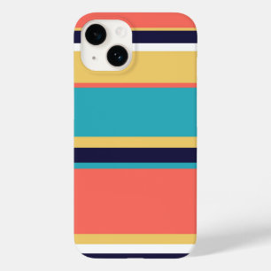 Living coral, blue and yellow stripes Case-Mate iPhone 14 case