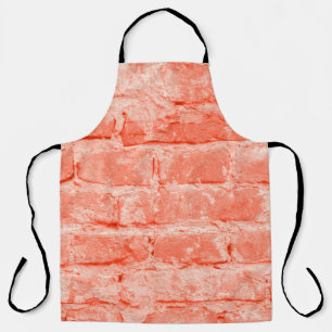 Living Coral. Brick wall background. Closeup horiz Apron