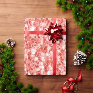 Living coral dark glitter sparkles wrapping paper
