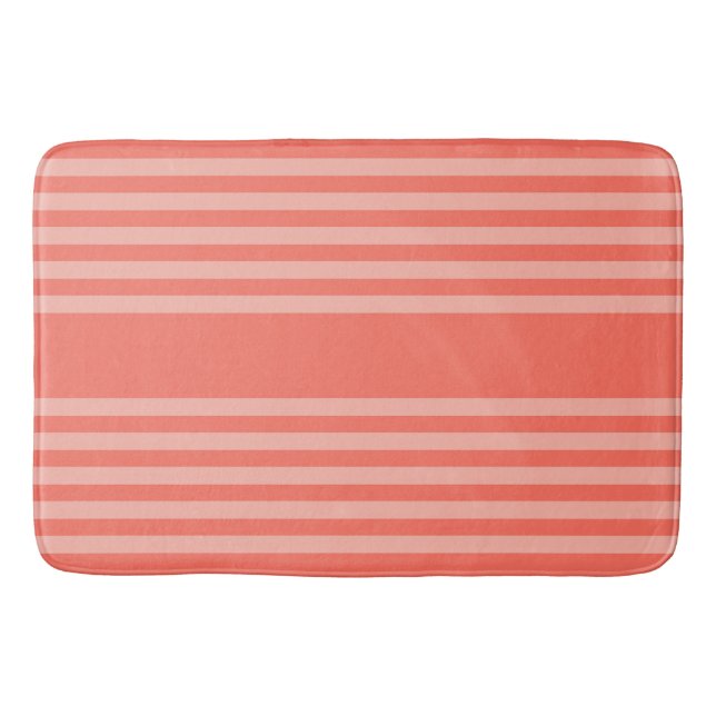 Living coral five stripes pattern bath mat (Front)