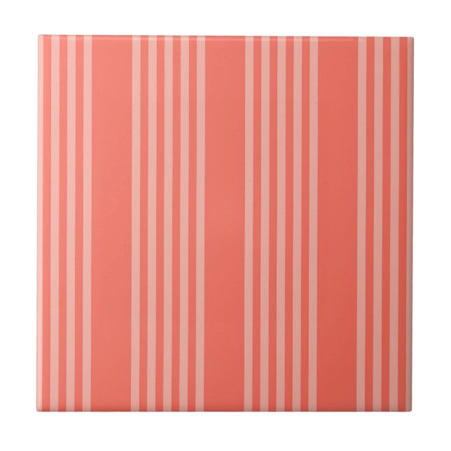Living coral five stripes pattern ceramic tile (Front)