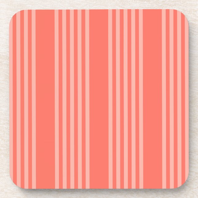 Living coral five stripes pattern coaster (Front)