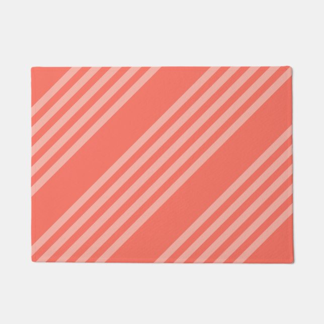 Living coral five stripes pattern doormat (Front)