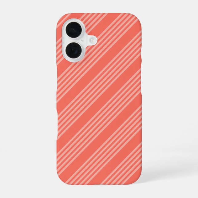 Living coral five stripes pattern iPhone 16 case (Back)
