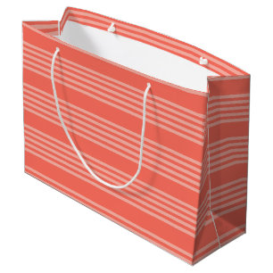 Living coral five stripes pattern large gift bag