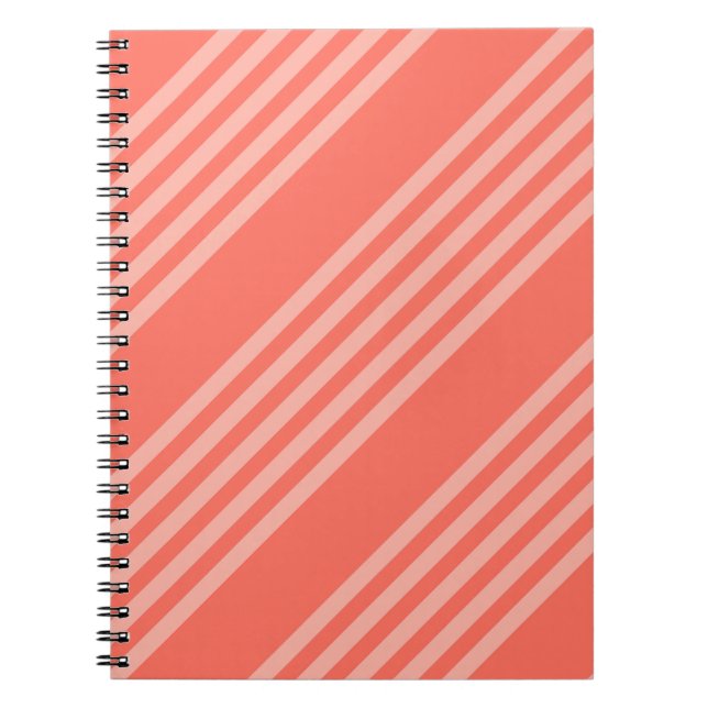 Living coral five stripes pattern notebook (Front)