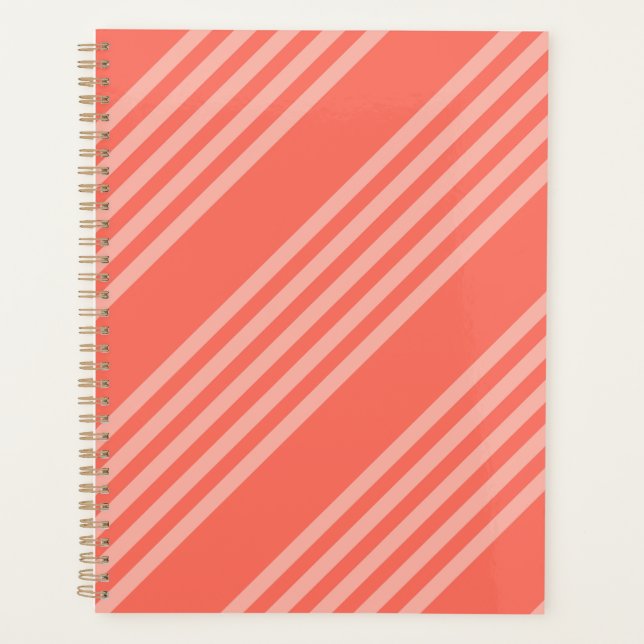 Living coral five stripes pattern planner (Front)