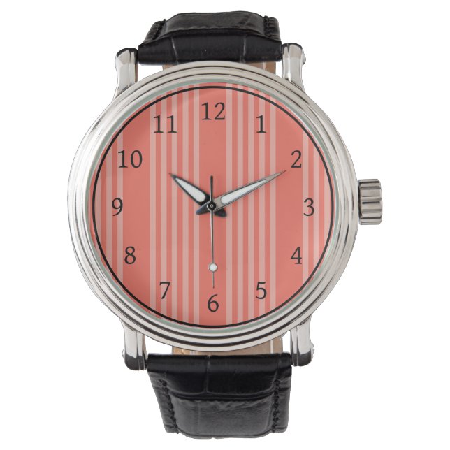 Living coral five stripes pattern watch (Front)