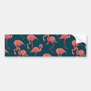 Living coral flamingo pattern bumper sticker