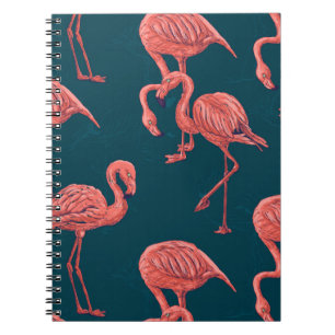 Living coral flamingo pattern notebook
