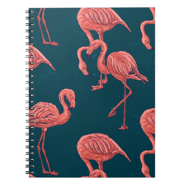 Living coral flamingo pattern notebook (Front)