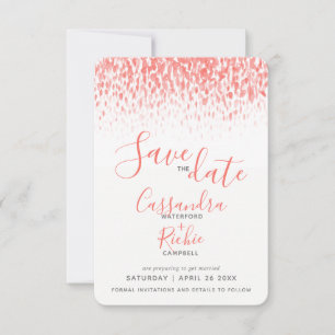 living coral modern art save the date cards