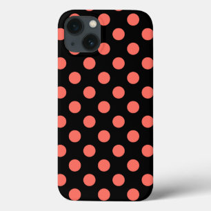Living coral polka dots on black Case-Mate iPhone 13 Case