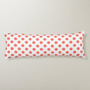 Living coral polka dots on white body cushion