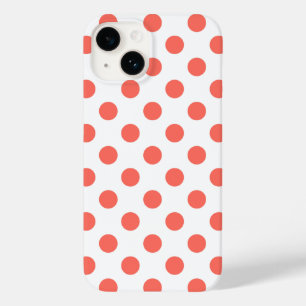 Living coral polka dots on white Case-Mate iPhone 14 case